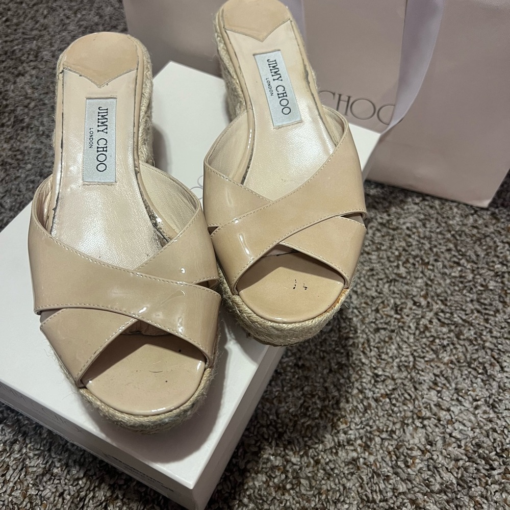 Jimmy Choo Nude Espadrille Slides